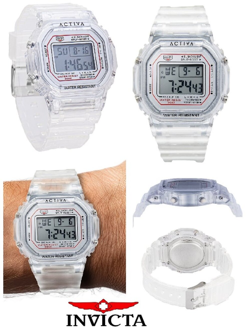 Activa Retro X Invicta Men's Transparent 44.5mm Digital Watch NIB - Picture 6 of 6